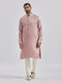 Men's Beige And Cream Silk Blend Jacket, Kurta And Pyjama Set